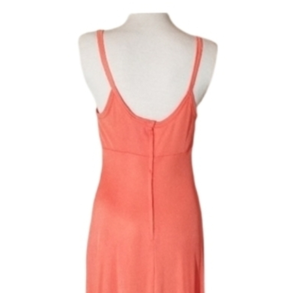 Dress Vintage 70s Soft Shimmer Sleeveless Maxi Orange Size S - Picture 5 of 12